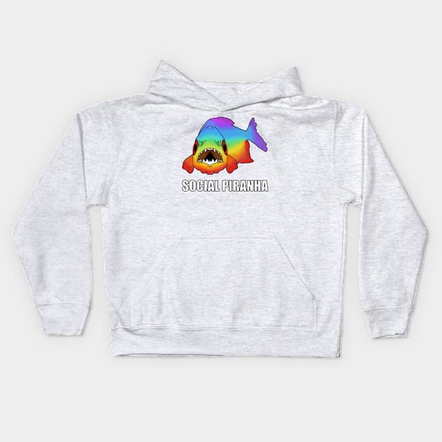 Social Piranha - Rainbow Kids Hoodie by childofthecorn